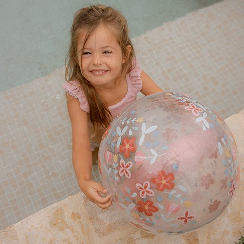 Ballon de plage 3D Pink Flowers Little Dutch