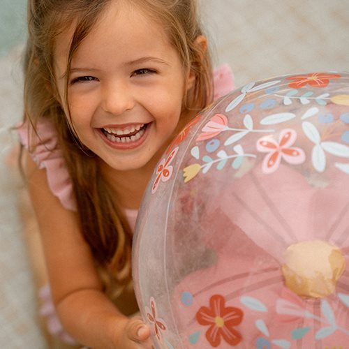 Ballon de plage 3D Pink Flowers Little Dutch