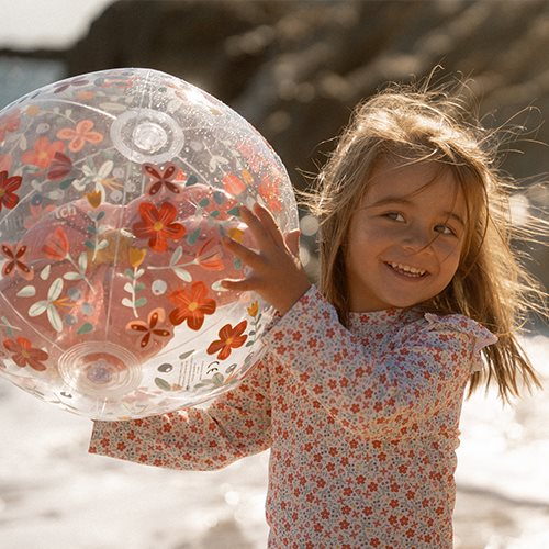Ballon de plage 3D Pink Flowers Little Dutch