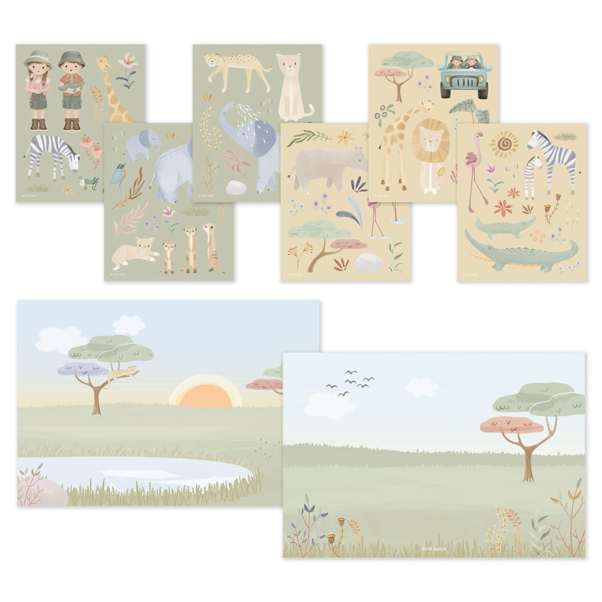 Pochette d'autocollants Jim et Rosa Safari Friends Little Dutch