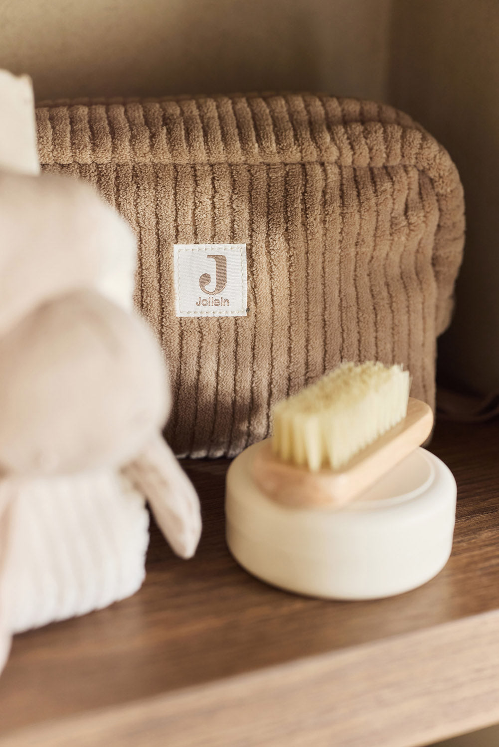 Trousse de soins Cloudy Rib Milky Coffee Jollein rangement