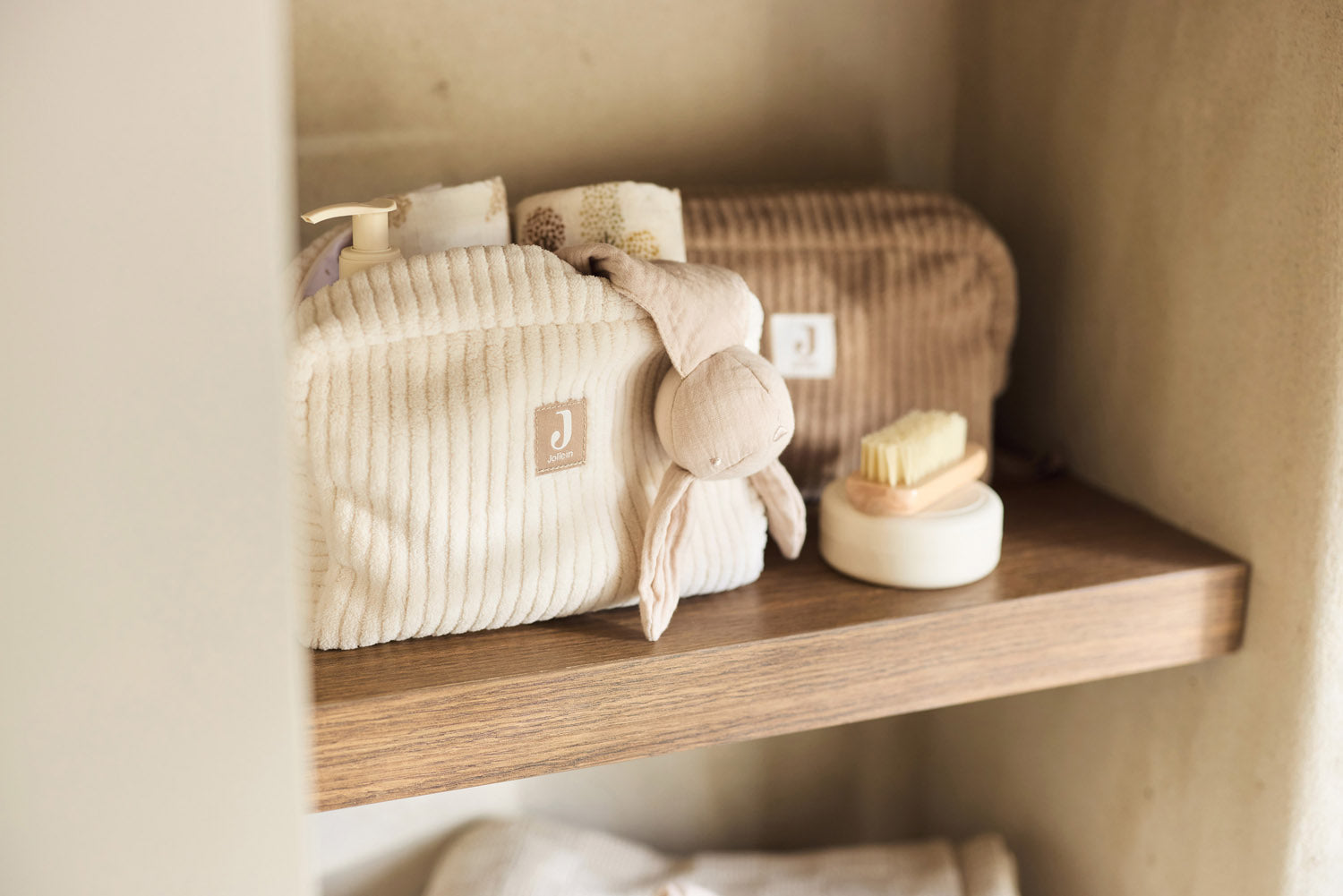 Trousse de soins Cloudy Rib Milky Coffee Jollein sac à langer