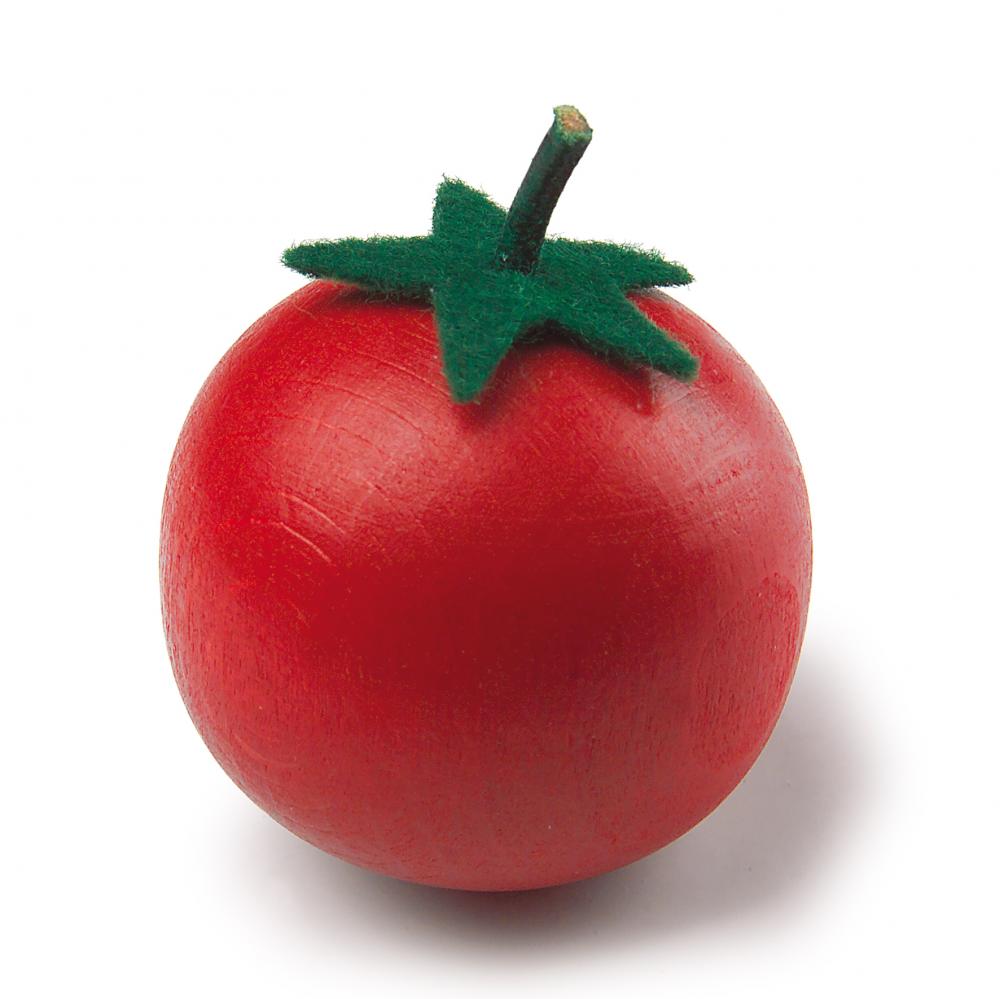 Tomate en bois Erzi avec son pedoncule vert