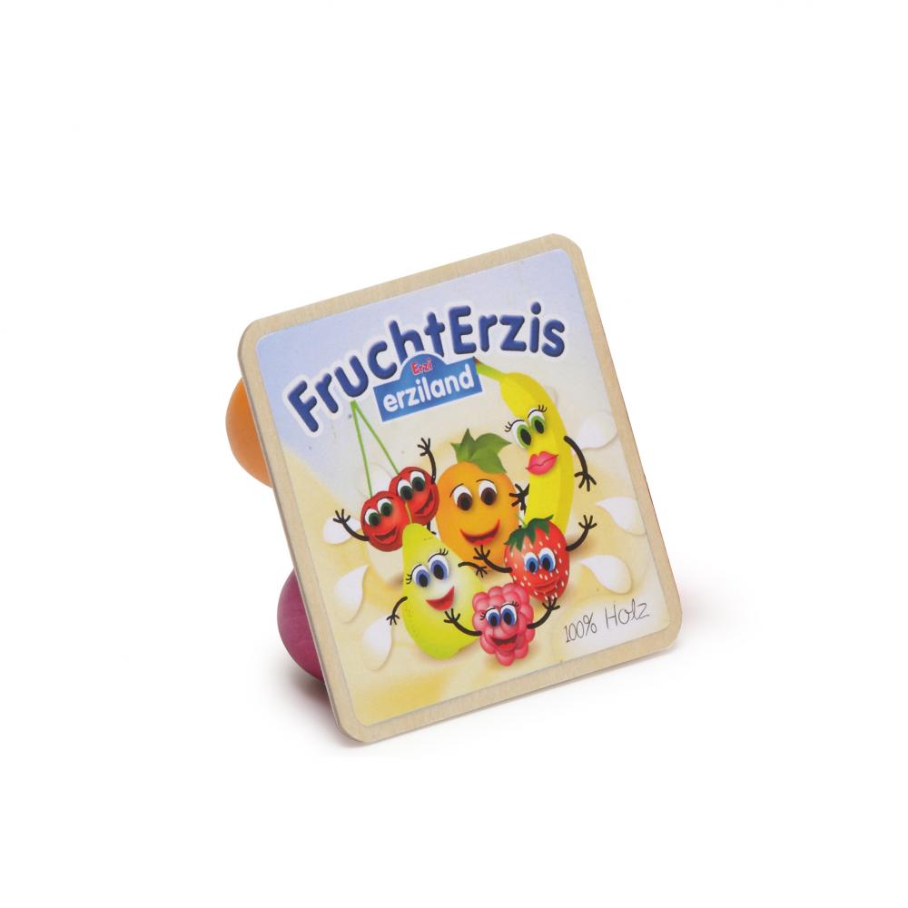 Pack de quatre mini yaourts aux fruits en bois Erzi pour dinette