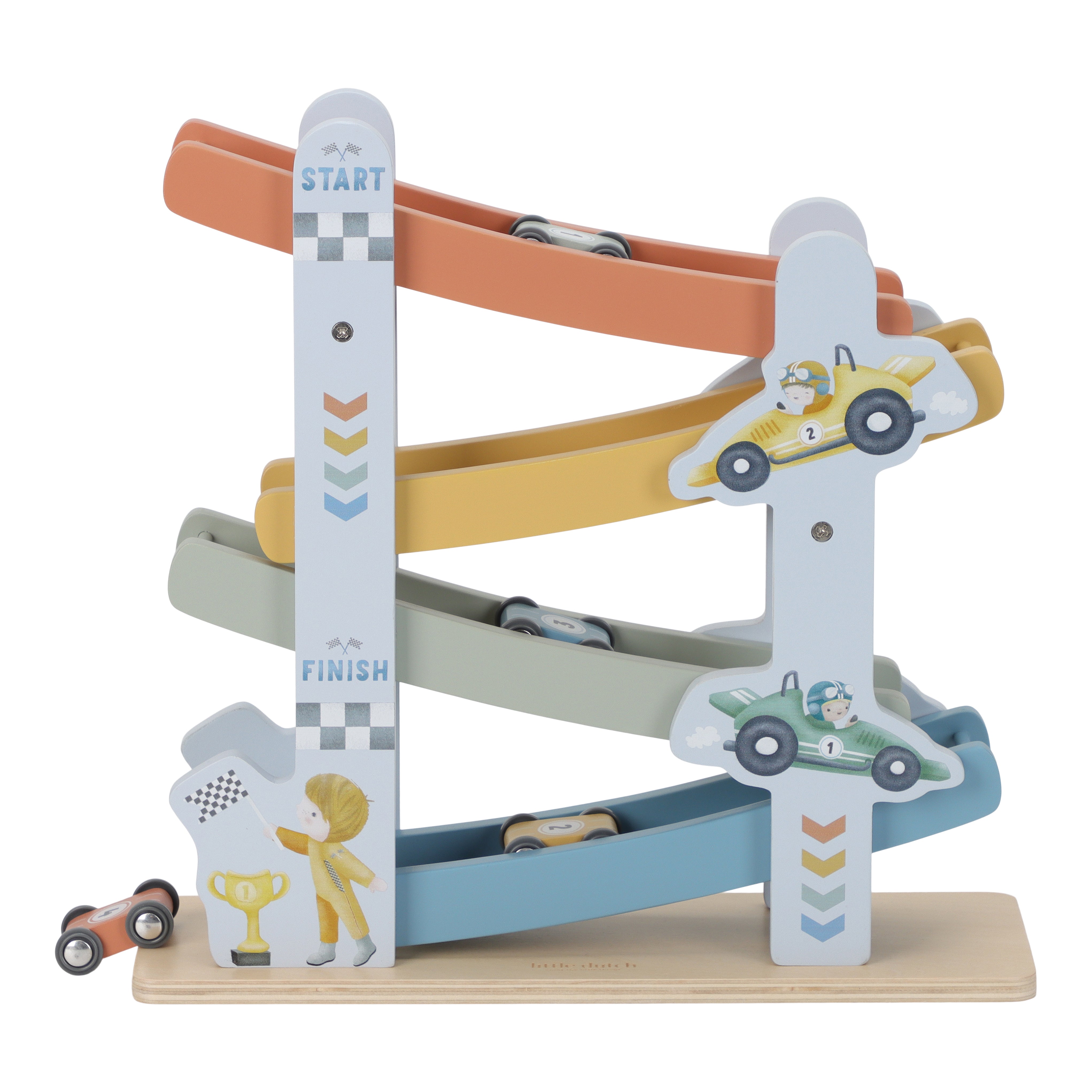 Circuit rampe en bois avec 4 voitures