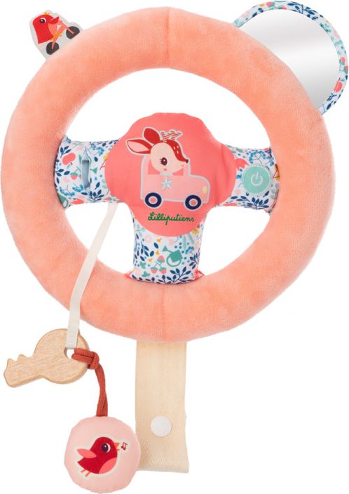 Stella au volant Lilliputiens, volant d'éveil en tissu rose