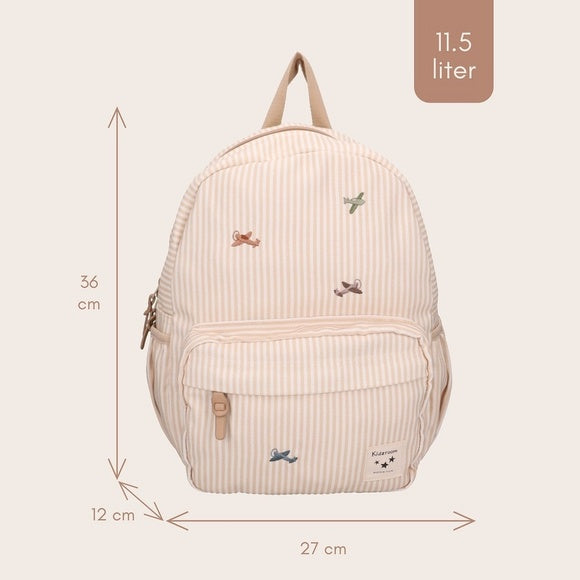 Sac à dos rayures et avions en polyester recyclé, dès 3 ans