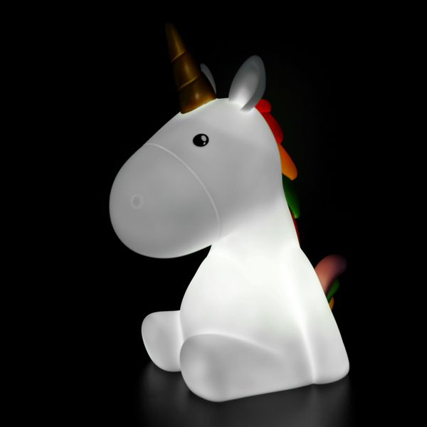 Veilleuse licorne Sparkle DHINK allumée lumière multicolore