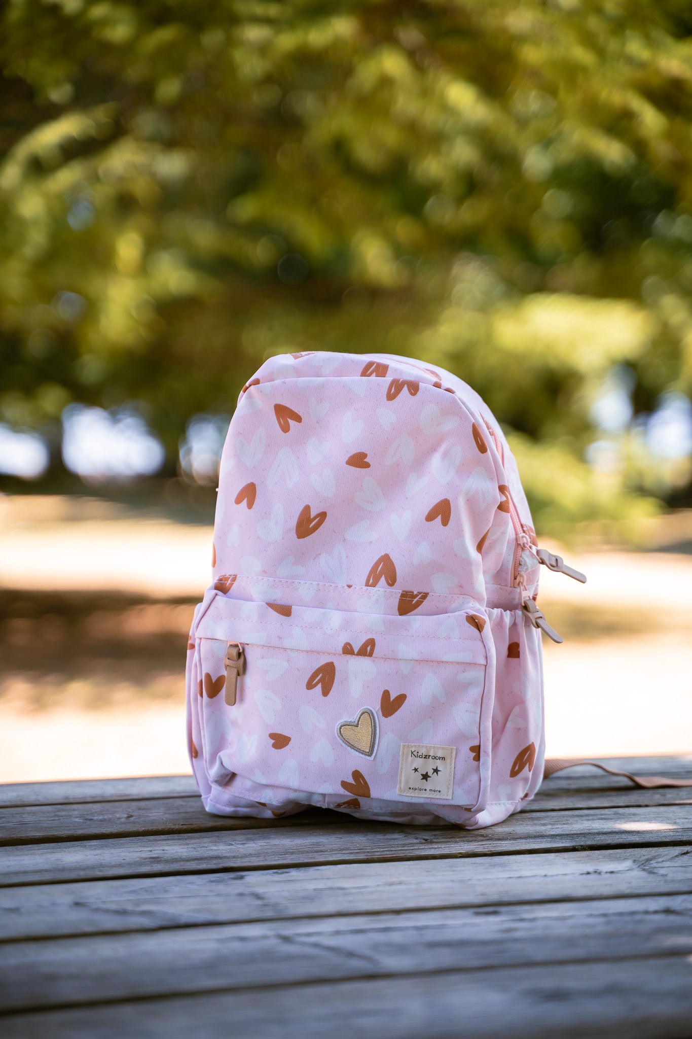 Sac à dos enfant Loving Days cœurs rose et caramel