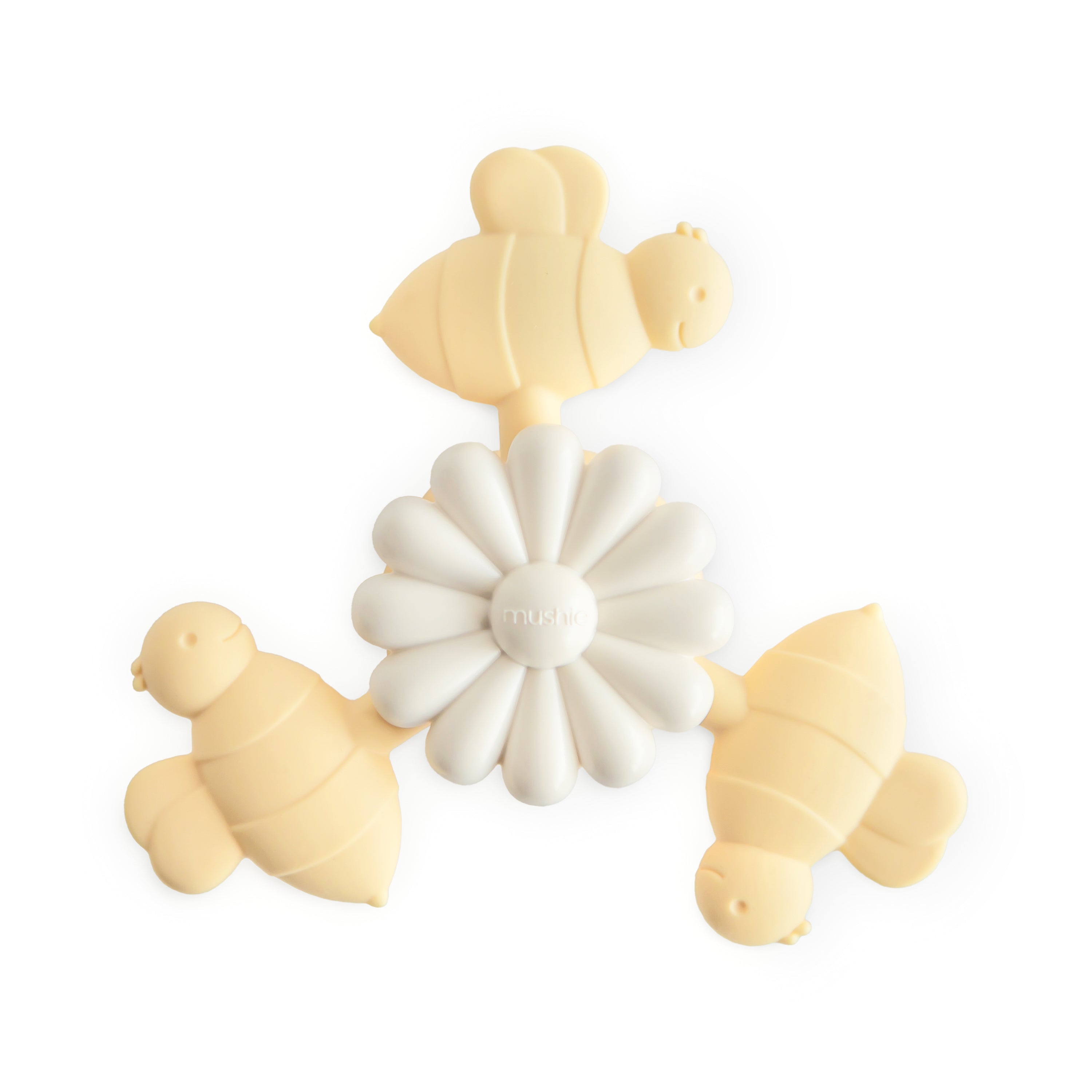 Toupie à ventouse Abeille Mushie en silicone alimentaire
