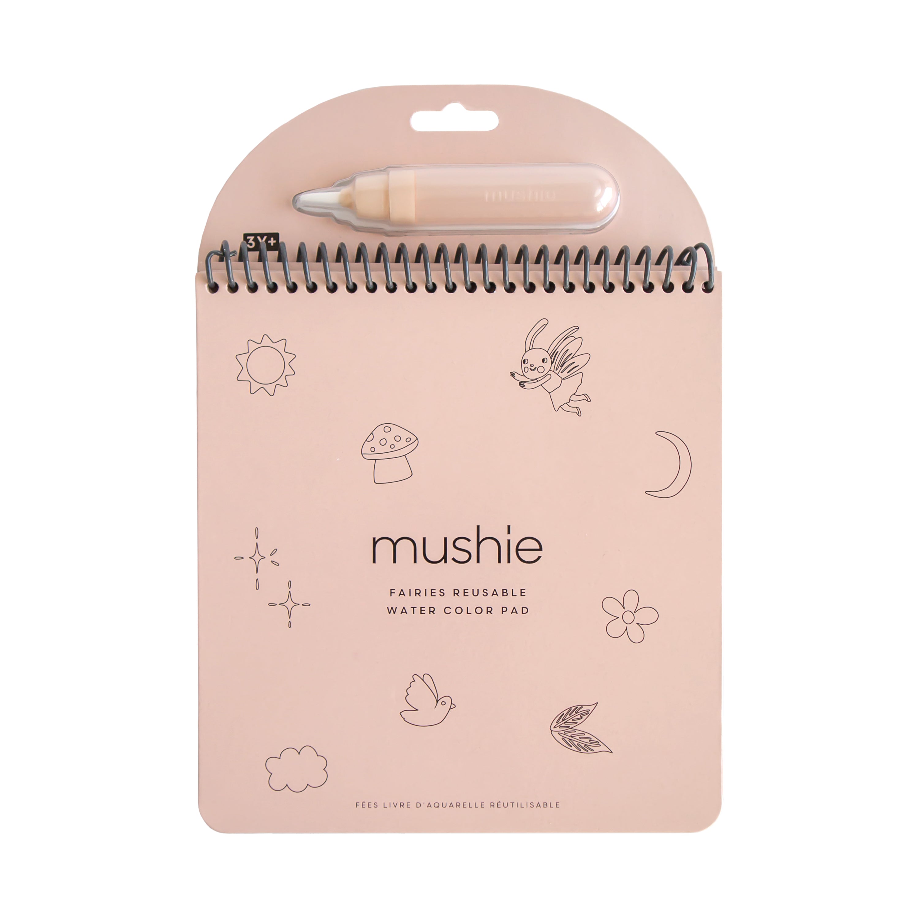 Bloc d'aquarelle réutilisable Mushie Fairies avec son pinceau à eau