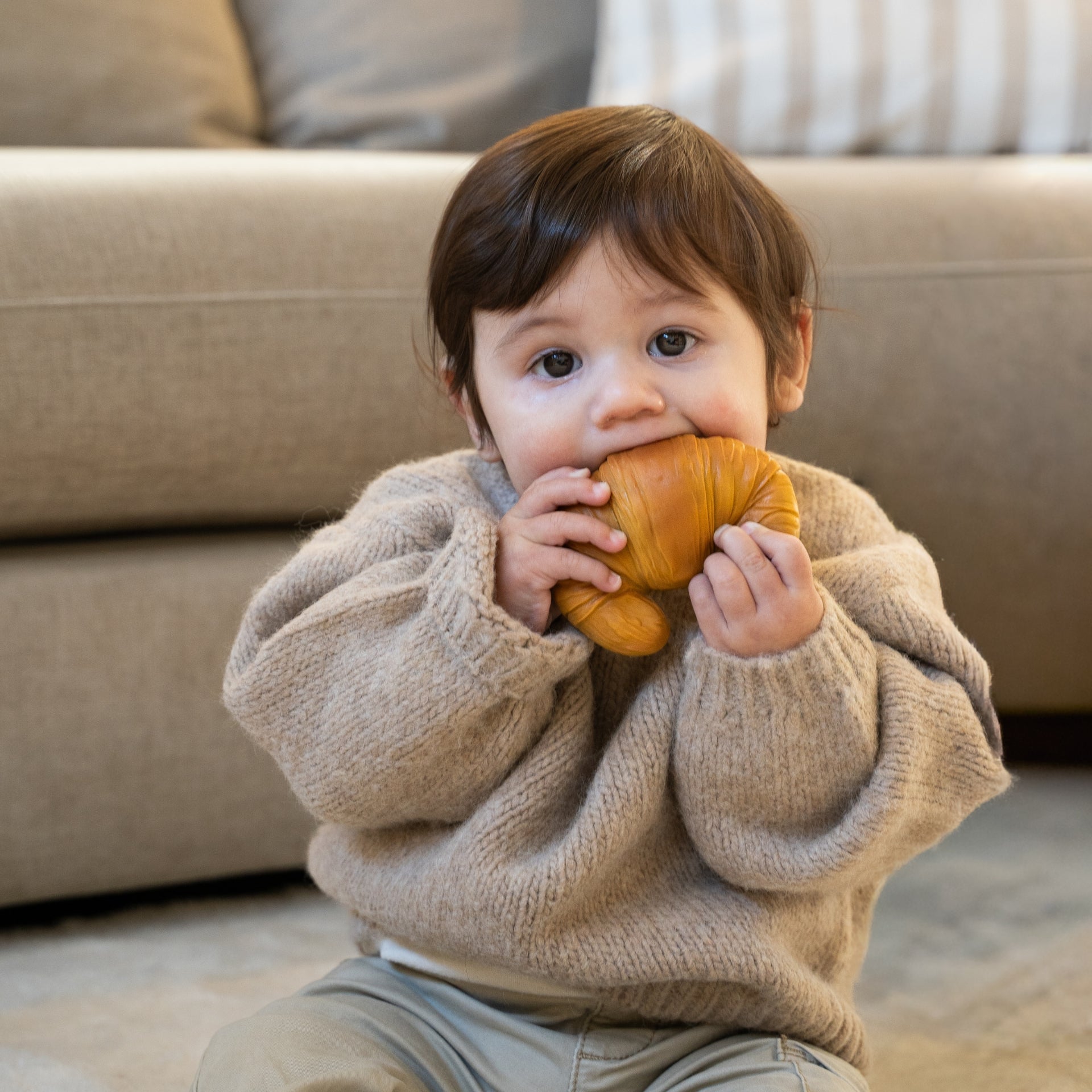Sam le Croissant Lolaletost, jouet de dentition et de bain pour bébé