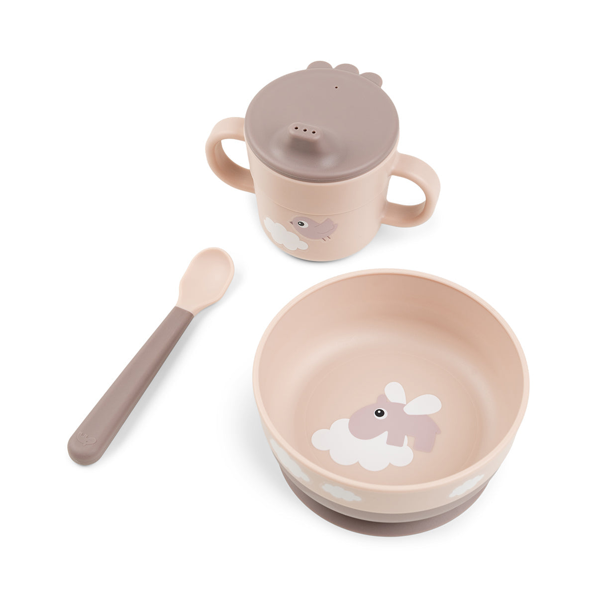 Foodie coffret premier repas ventouse - Happy clouds - Rose