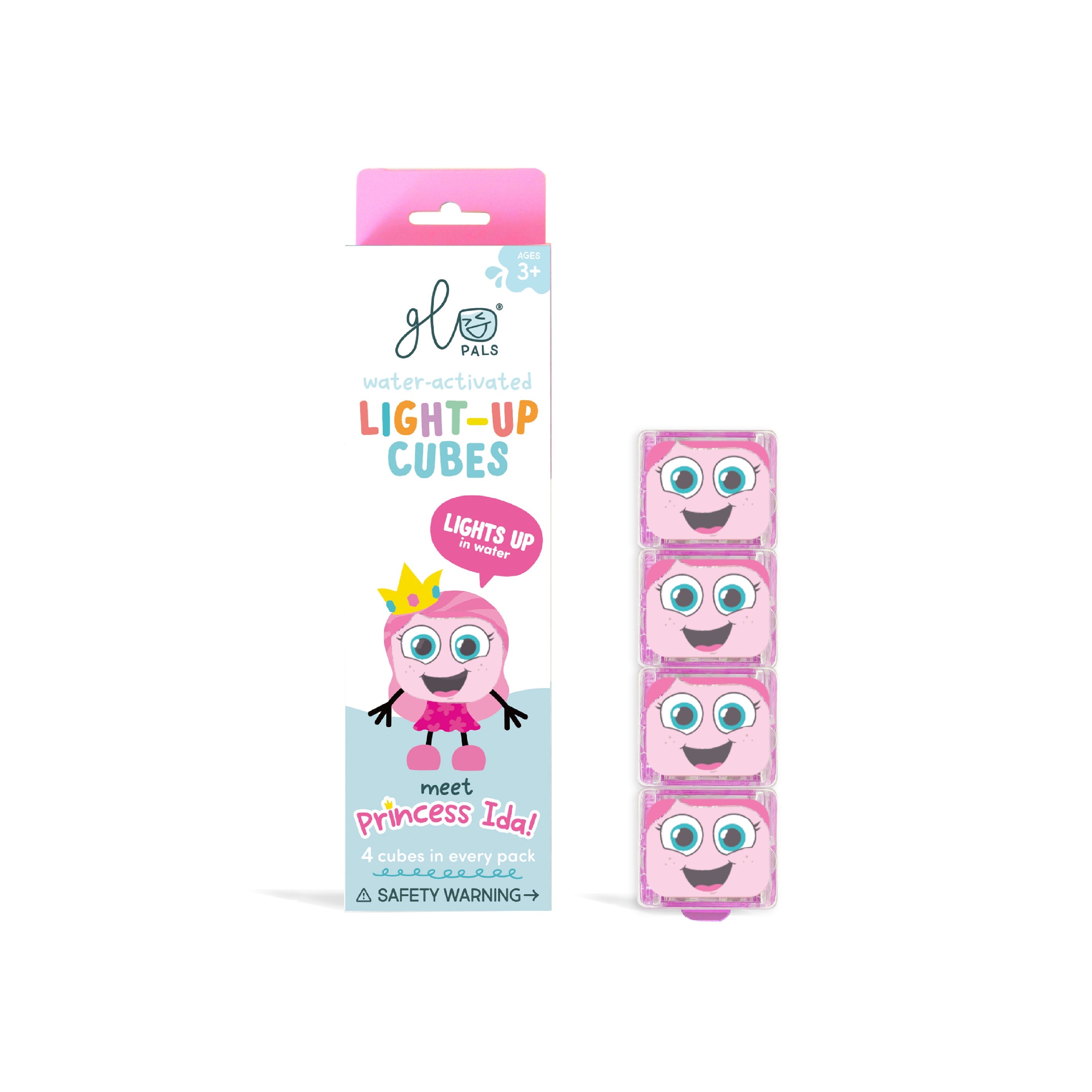 Cubes lumineux Glo Pals Princesse Ida rose, pack de 4