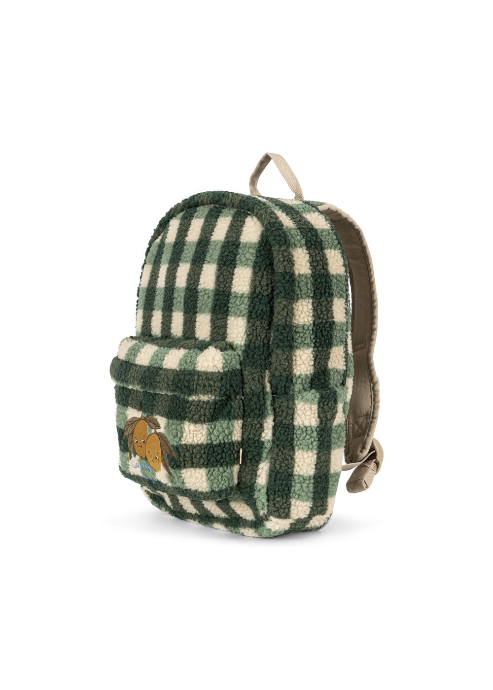 Vue arrière du sac à dos Jody Teddy Green Check avec bretelles réglables