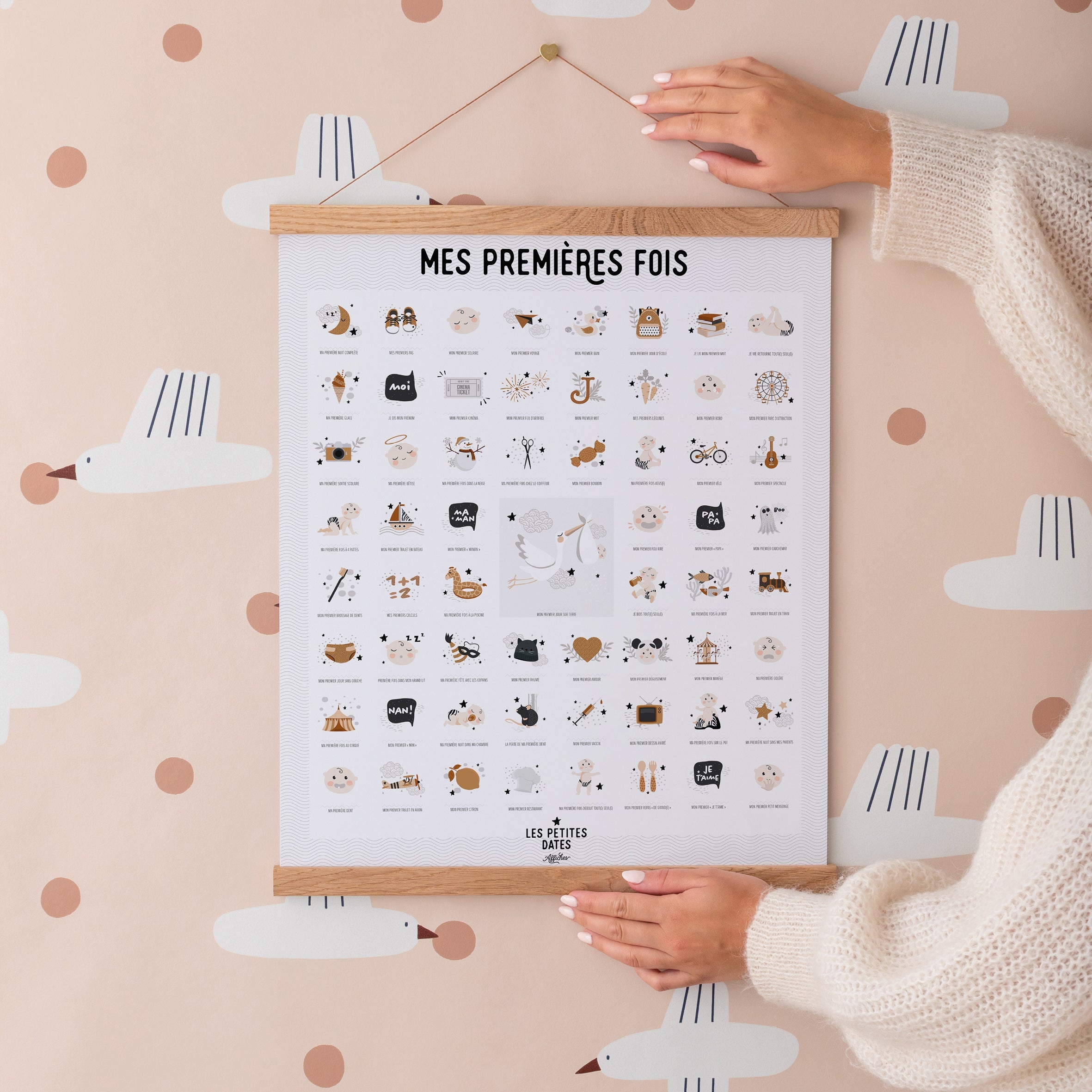 Affiche à tamponner Mes premières fois originale peau claire - Les Petites Dates