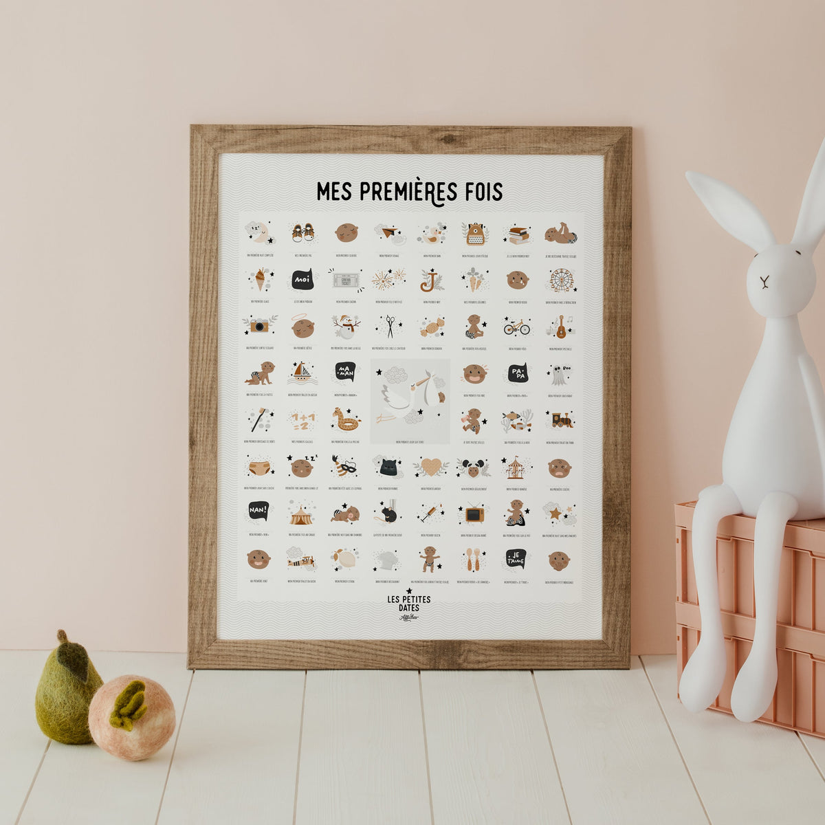 Affiche à tamponner Mes premières fois originale peau foncée - Les Petites Dates
