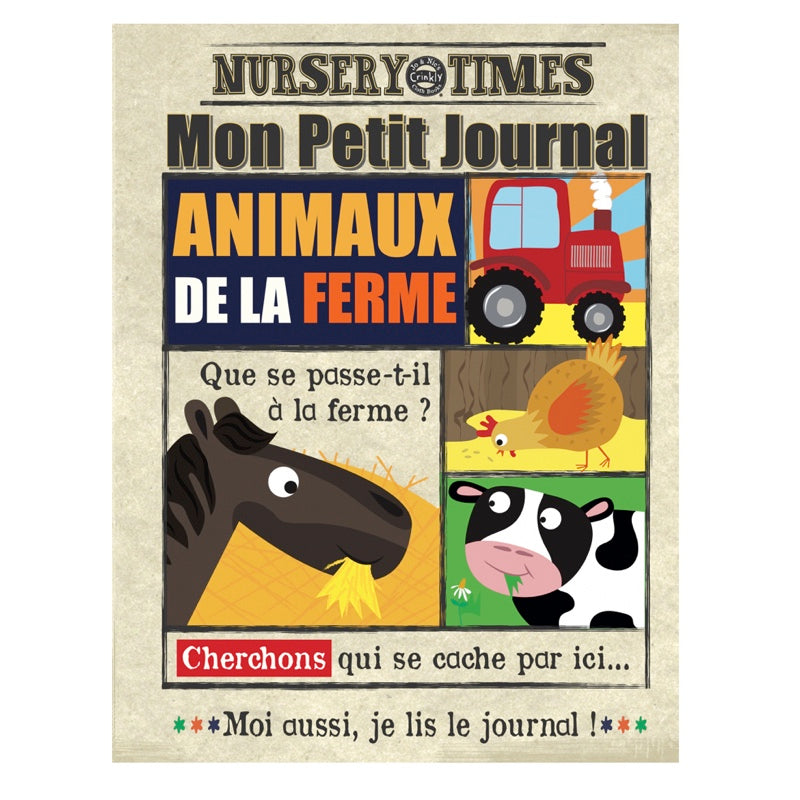 Mon petit journal Animaux de la ferme, livre bébé en tissu crépitant Bayard Jeunesse