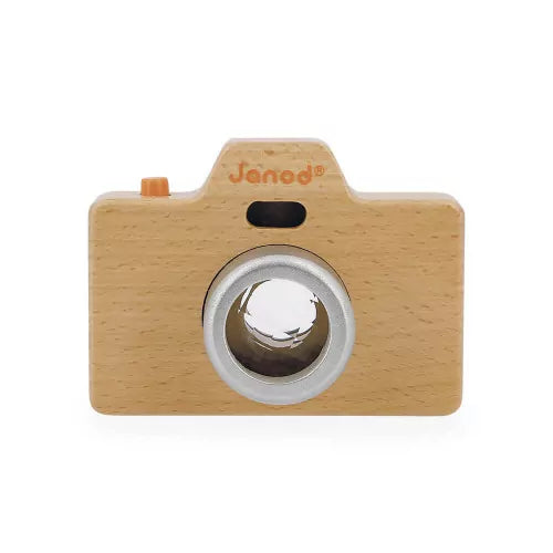 Appareil photo en bois Janod vu de dos