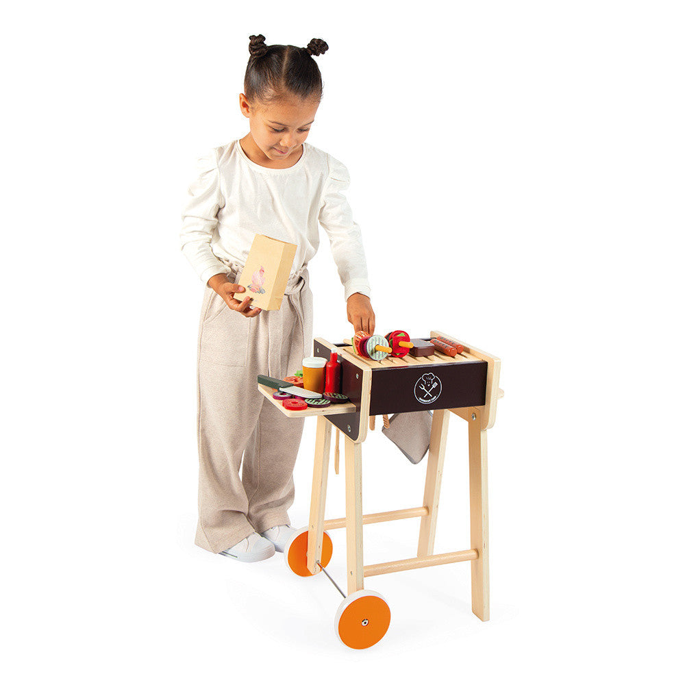 Accessoires du barbecue en bois Janod, aliments et ustensiles