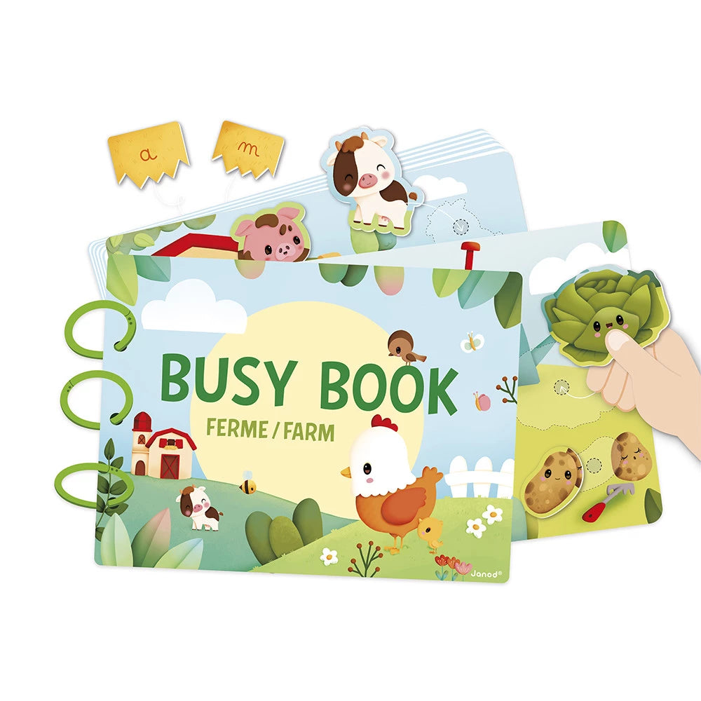 Busy Book de la ferme Janod avec ses 20 pages d'activités