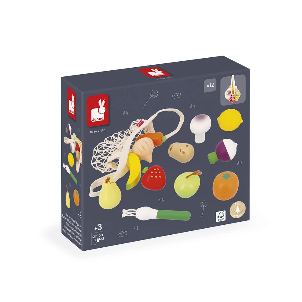 Fruits en bois du filet Mamie Soleil Janod