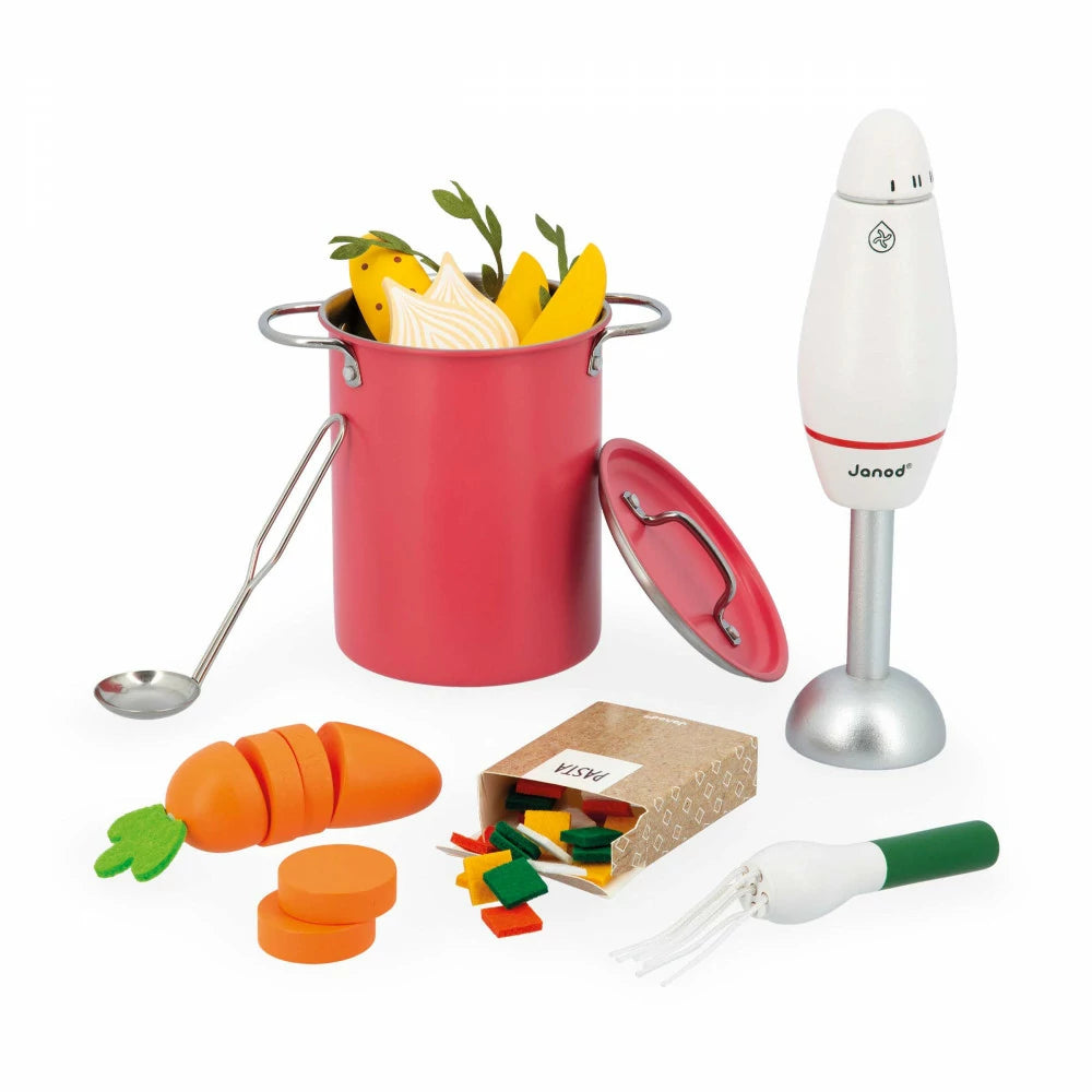 Set de soupe en bois Janod avec 43 accessoires