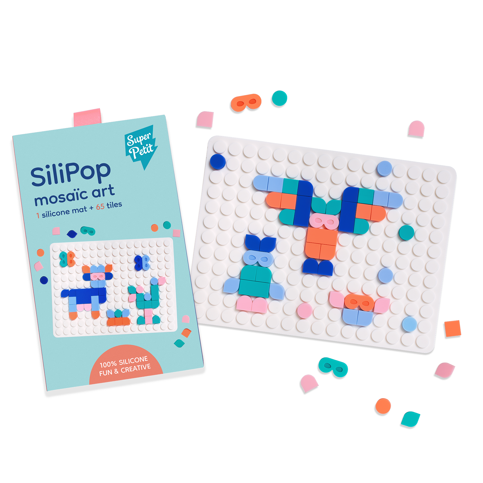 Silipop blanc Super Petit, jeu de mosaïques à clipser avec 65 pièces