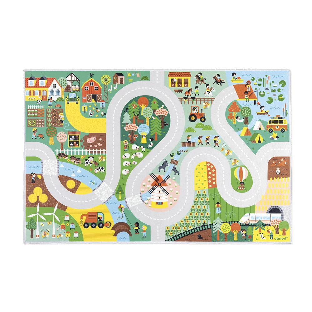 Tapis de jeu Campagne Cross Roads Janod avec circuit routier