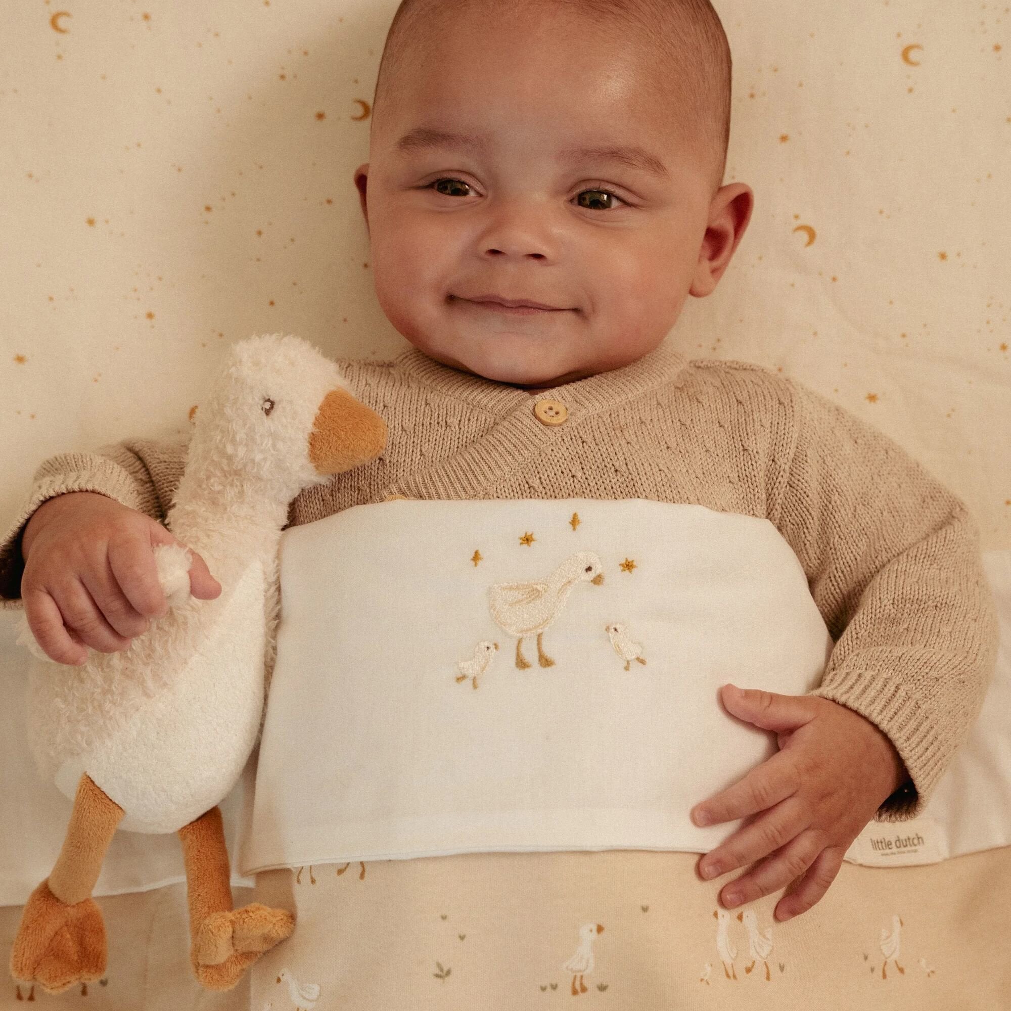 Peluche oie blanche Little Goose, ailes douces
