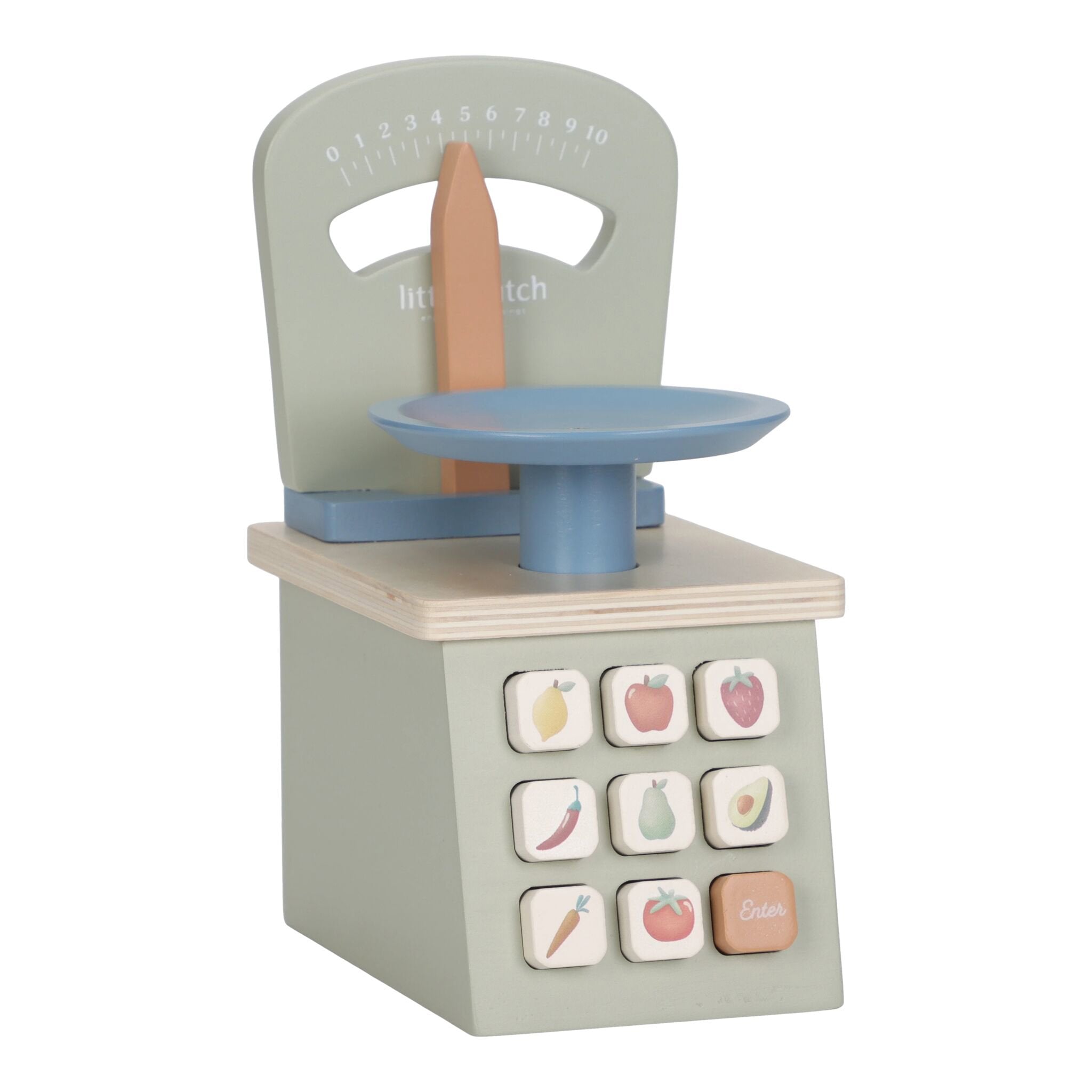 Enfant pesant des aliments avec la balance Little Dutch