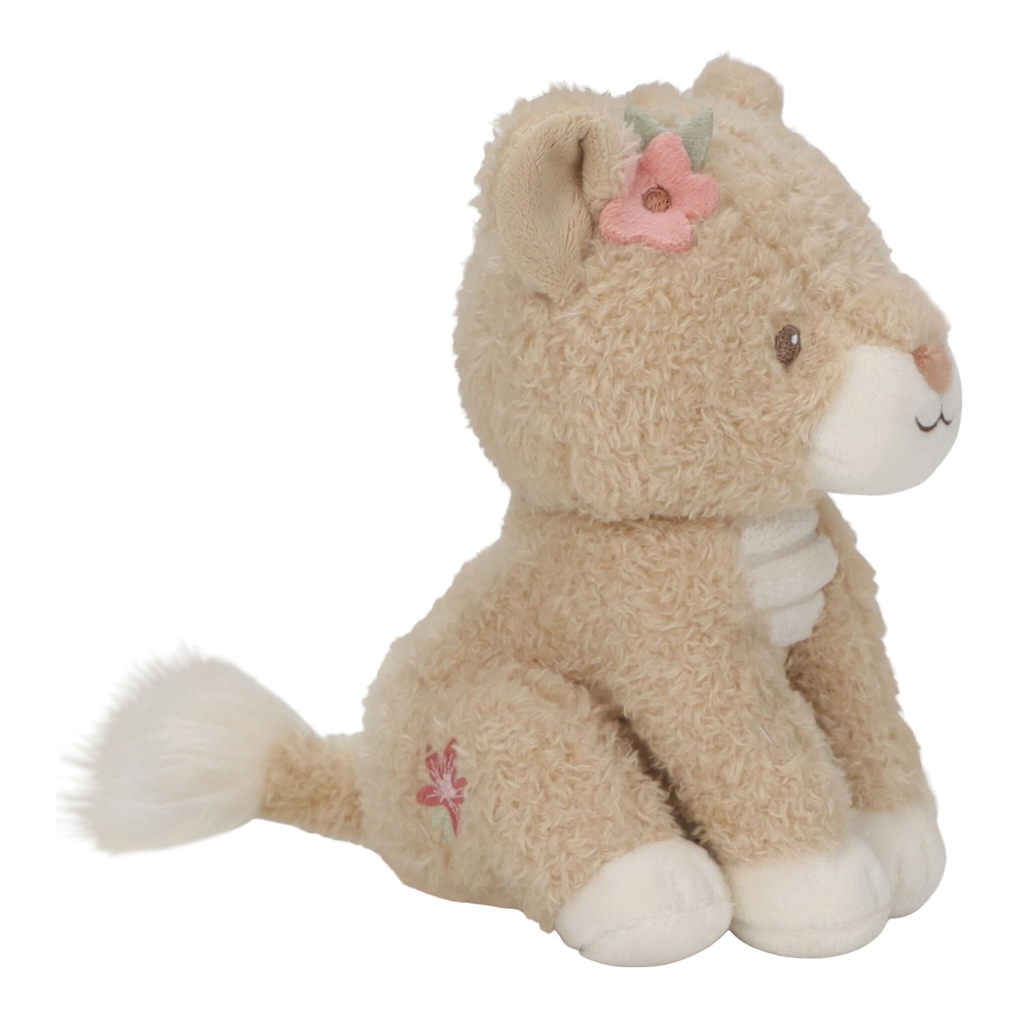 Fleur cousue derrière l'oreille de la lionne Little Dutch