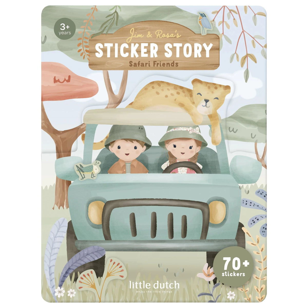 Planches d'autocollants et carte du safari dépliée Little Dutch