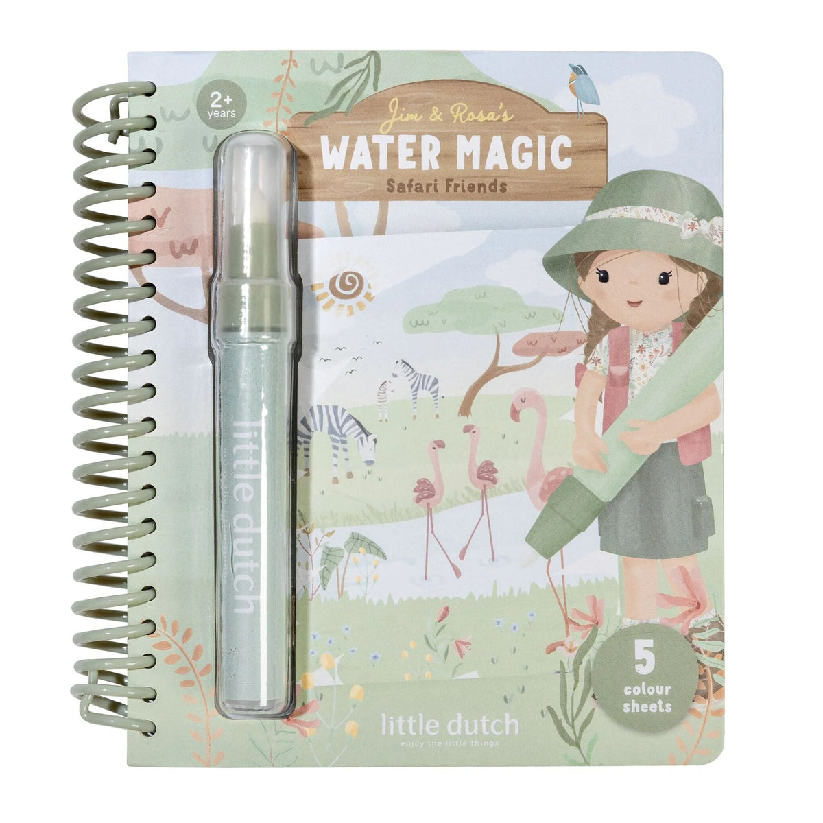 Cahier de coloriage à l'eau Rosa Safari Friends Little Dutch