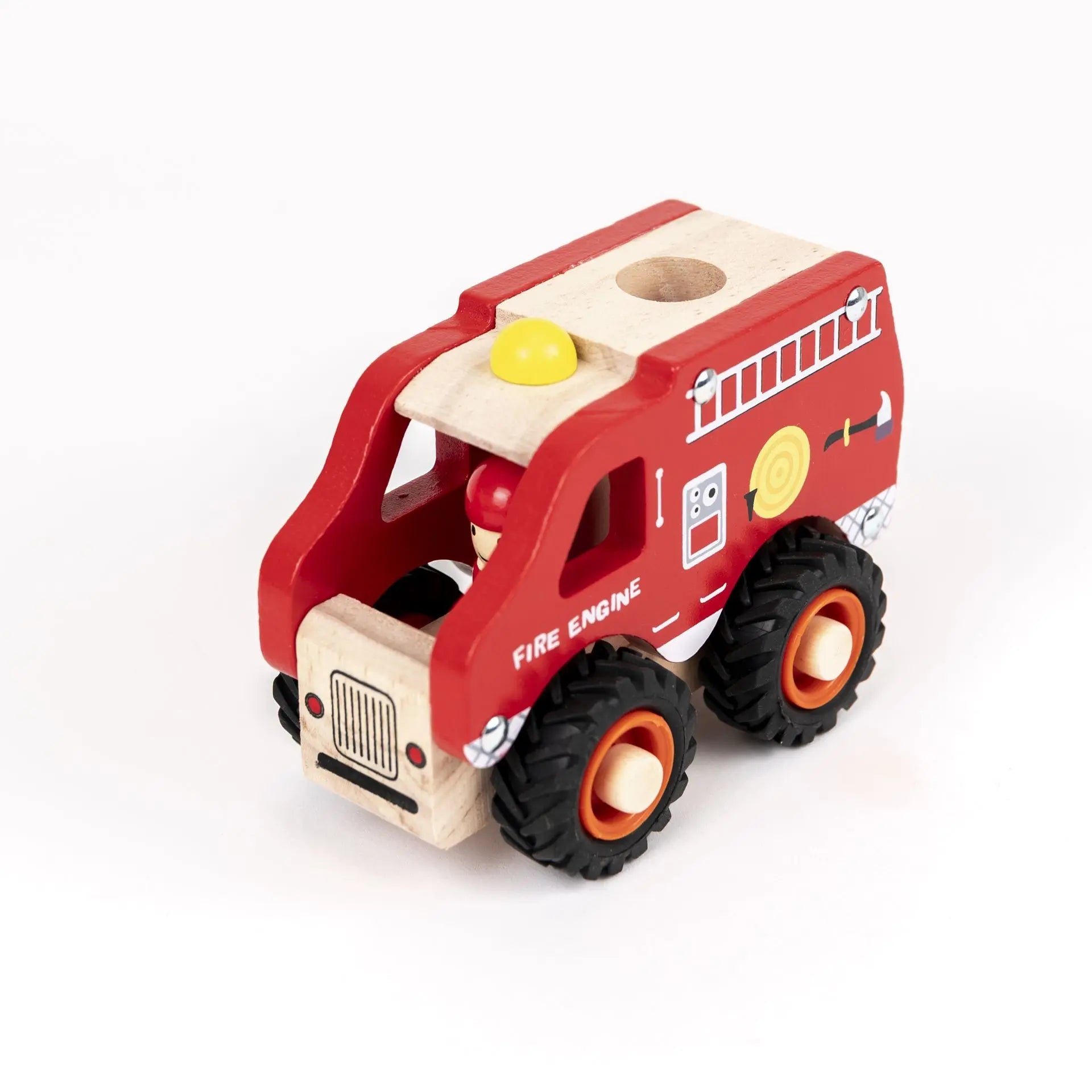 Format 13 cm du camion de pompiers en bois