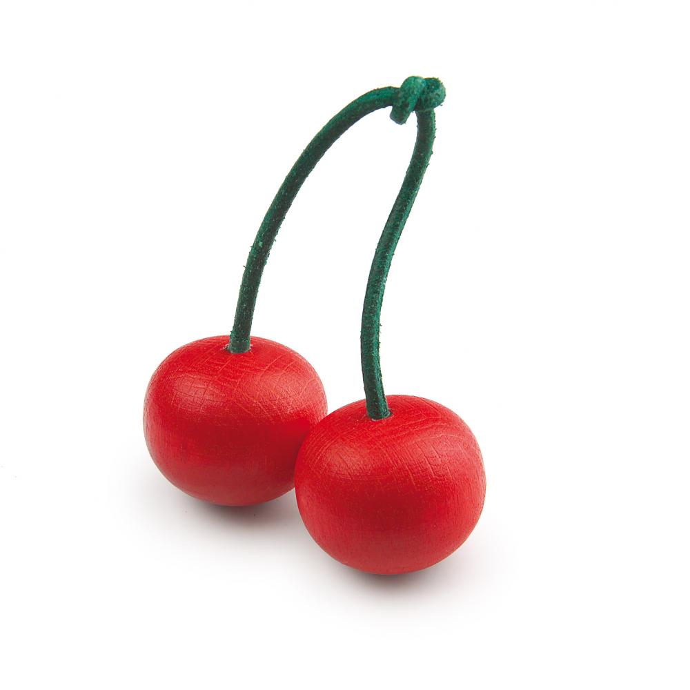Duo de cerises en bois Erzi sur tige pour dinette