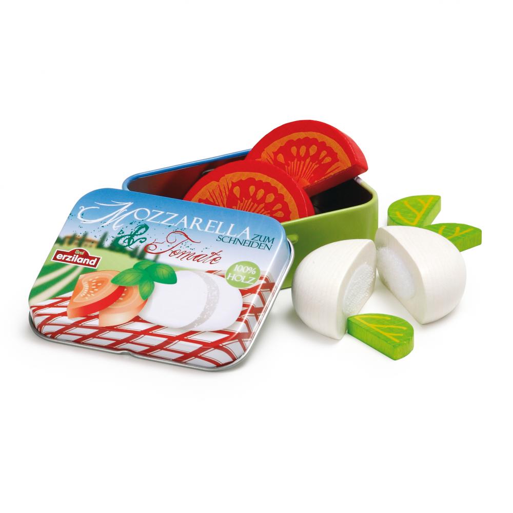 Mozzarella tomate basilic en bois Erzi dans sa boîte