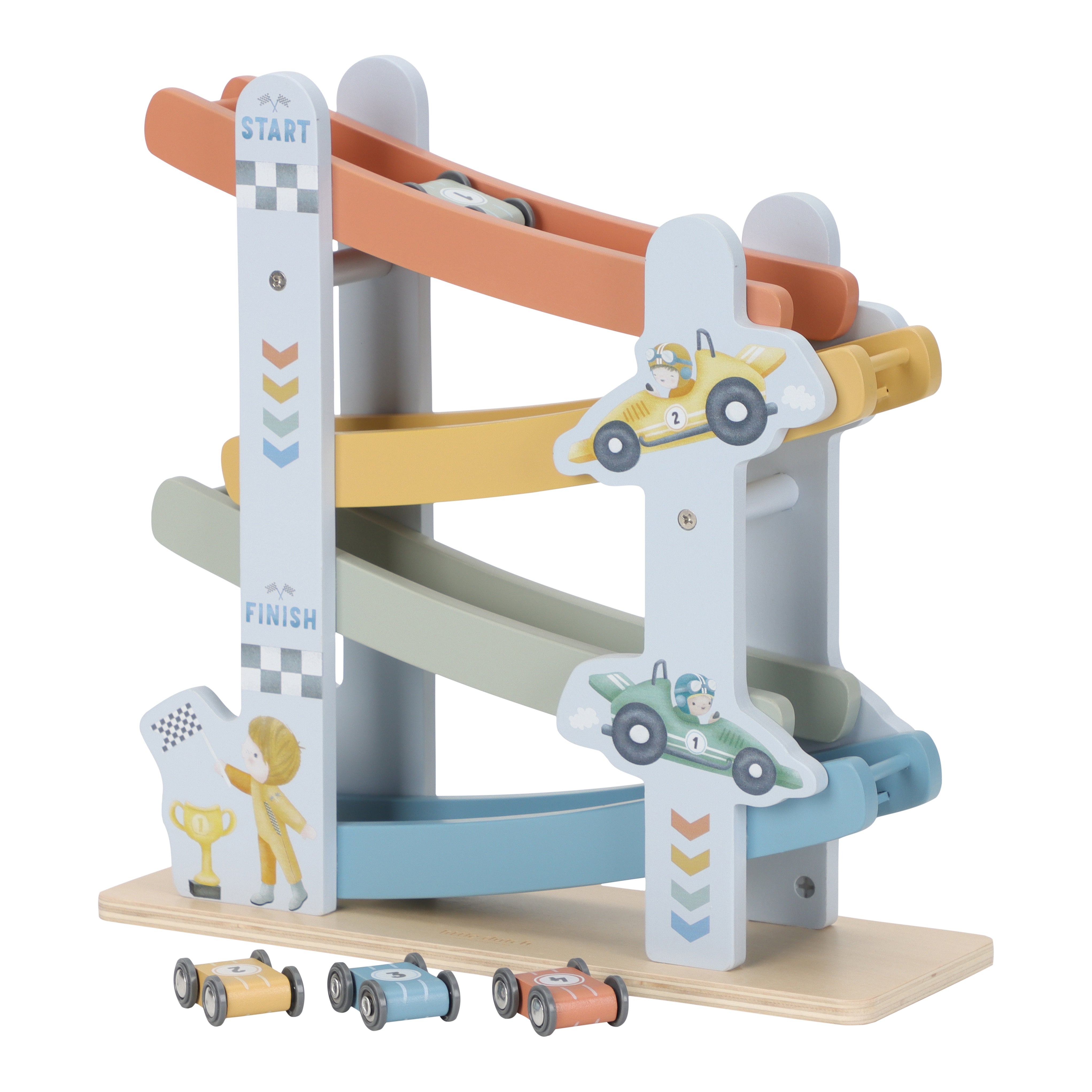 Circuit rampe en bois avec 4 voitures