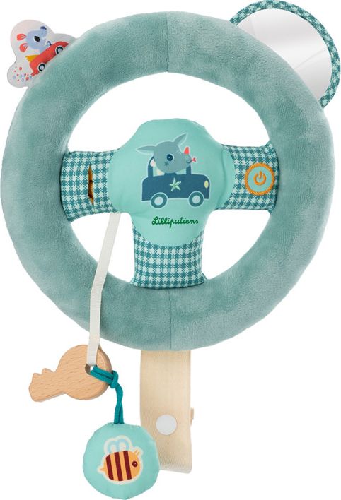 Joe au volant Lilliputiens, volant d'éveil en tissu vert