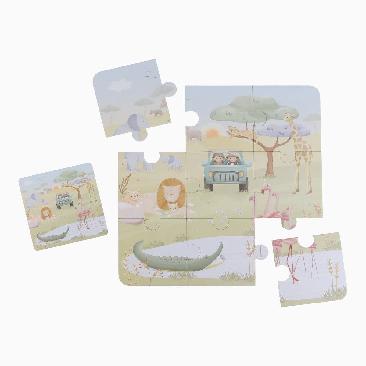 Six puzzles Safari Friends Little Dutch déballés