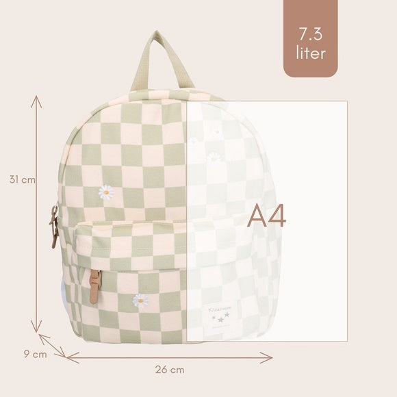 Sac à dos enfant Nostalgia pâquerettes beige et vert