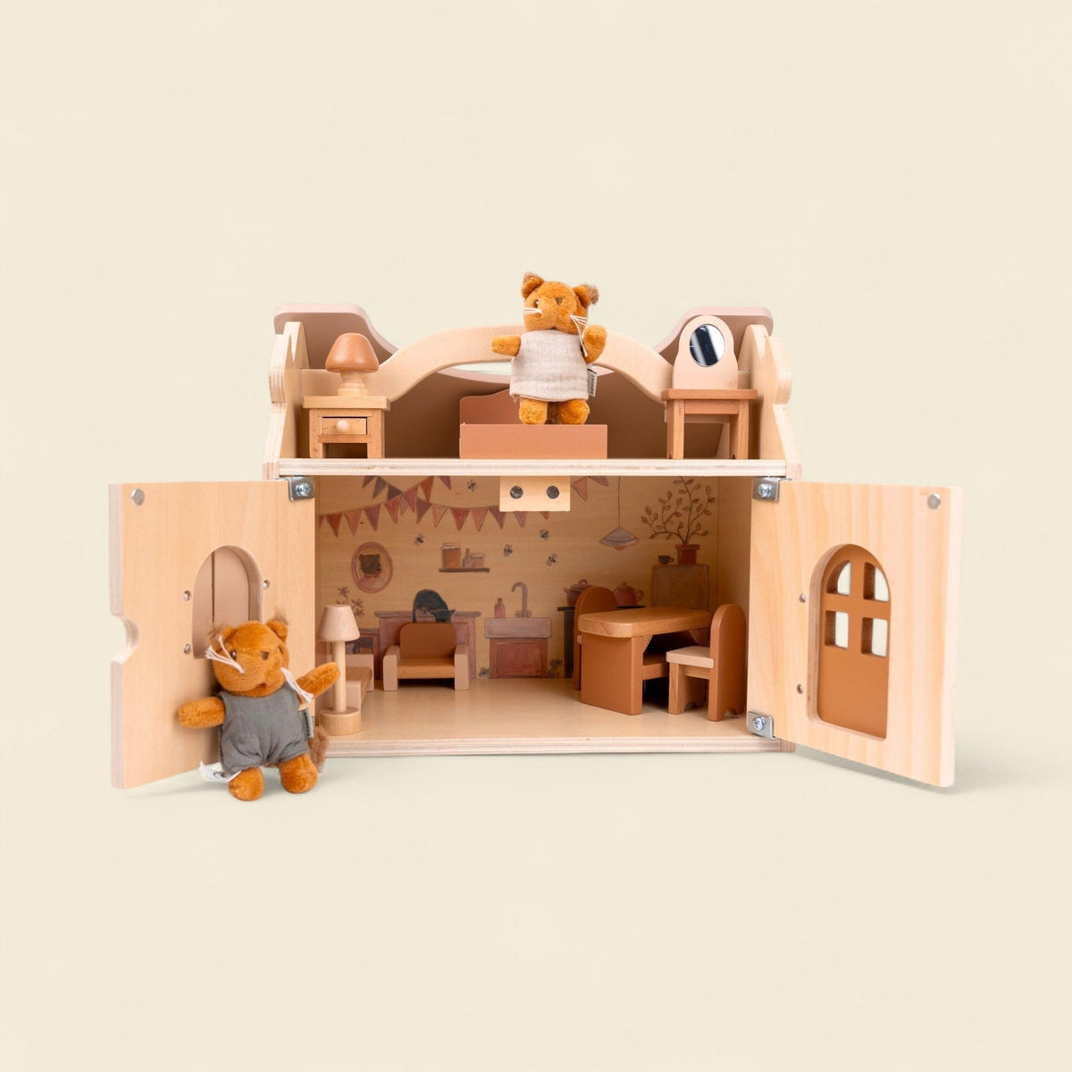 Maison de poupées en bois Egmont Toys sur deux étages avec deux écureuils en peluche