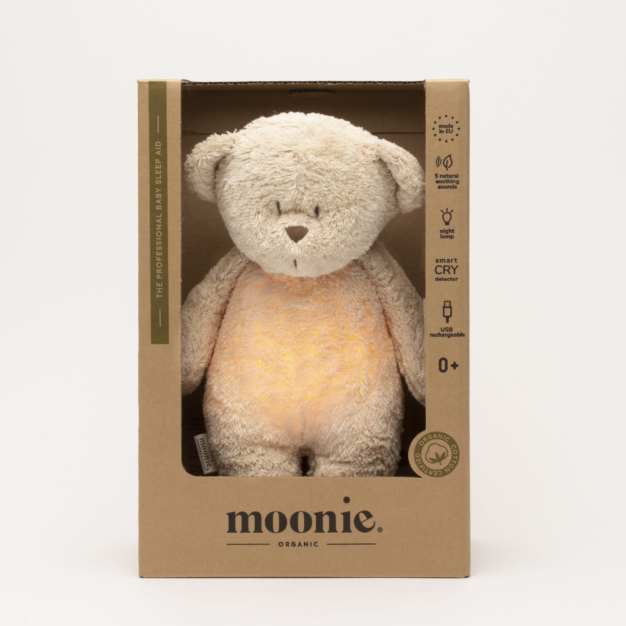 Ourson apaisant Moonie sable en coton bio