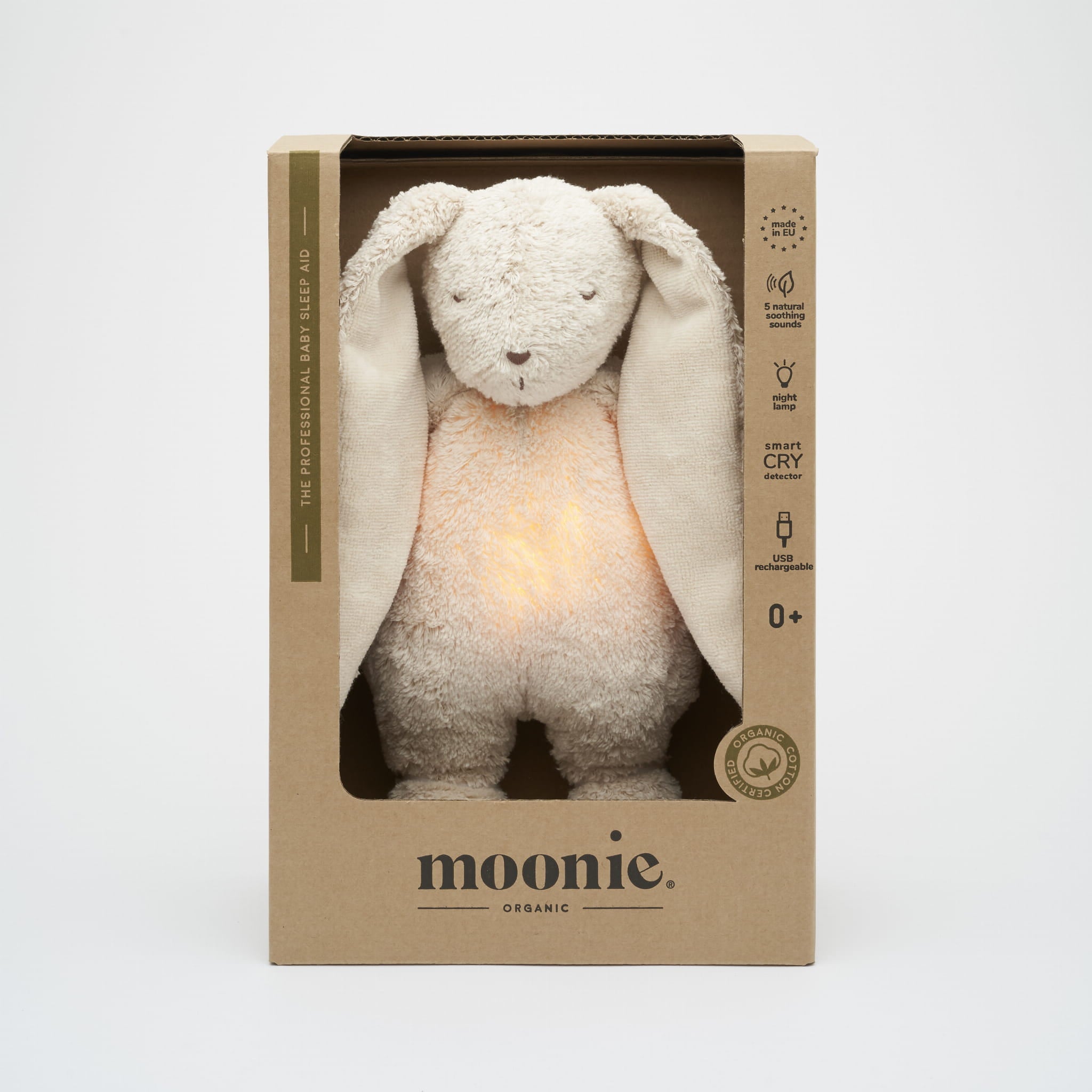 Lapin apaisant Moonie sable en coton bio