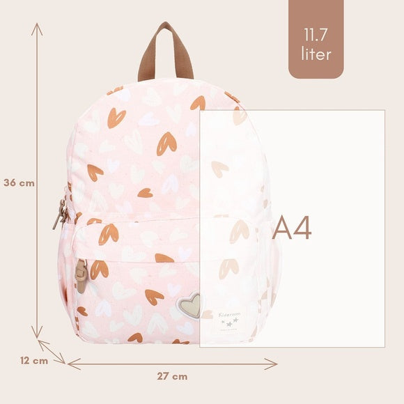 Sac à dos enfant Loving Days cœurs rose et caramel