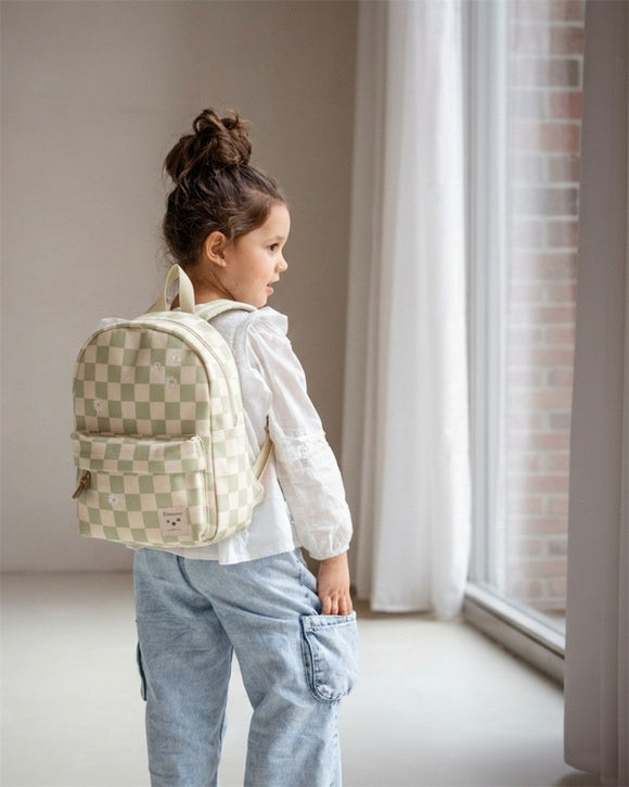Sac à dos enfant Nostalgia pâquerettes beige et vert