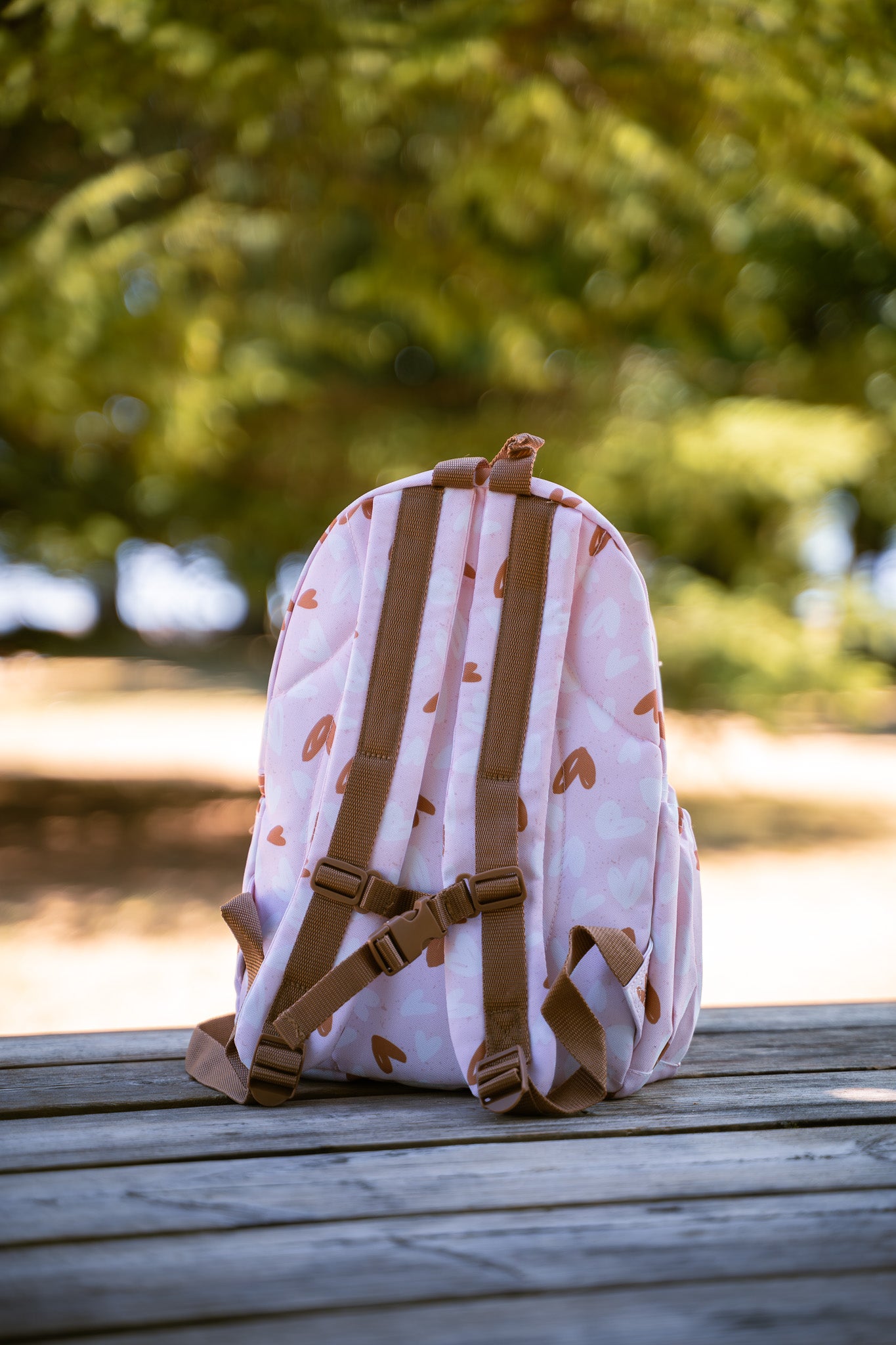 Sac à dos enfant Loving Days cœurs rose et caramel