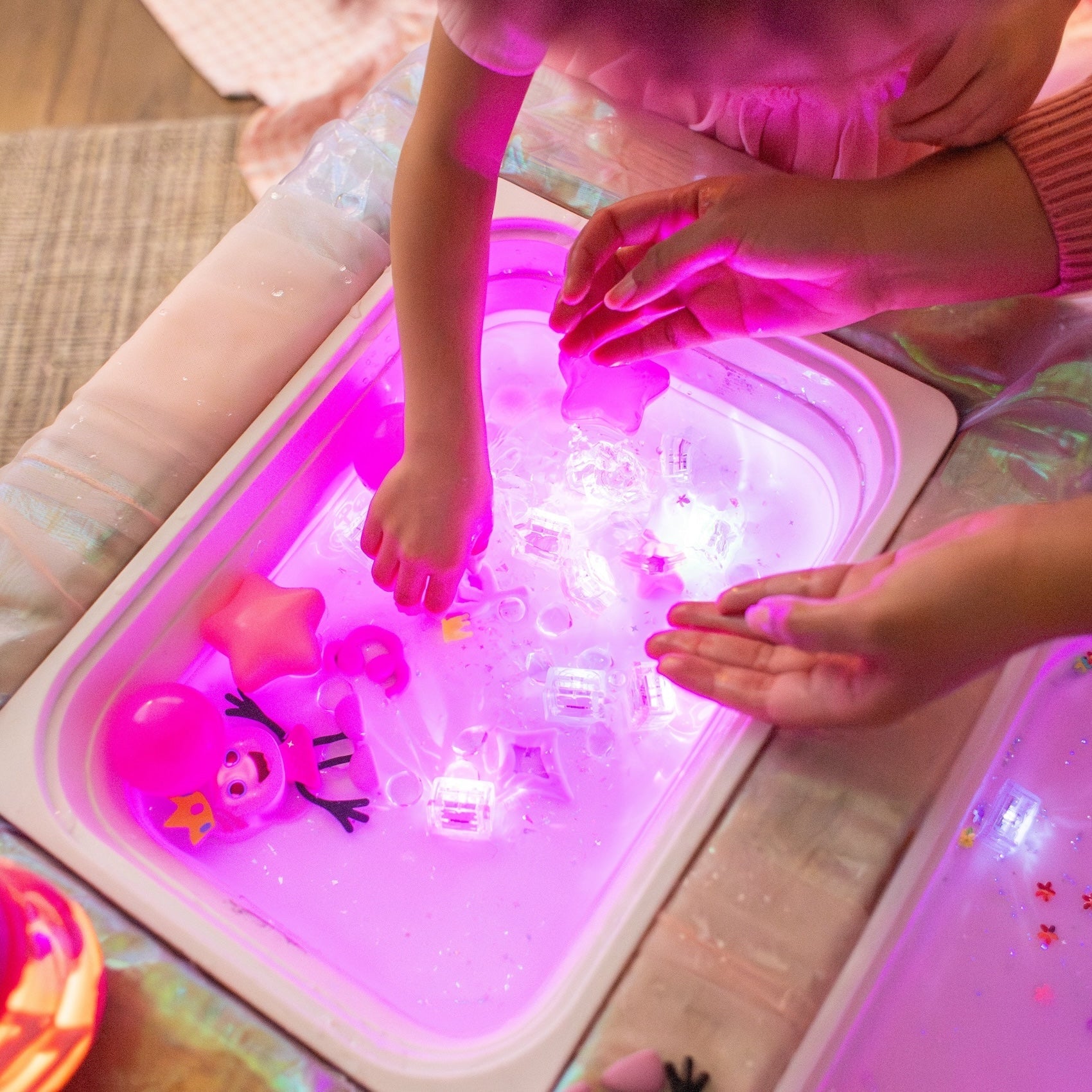 Cubes lumineux roses Princesse Ida, jeu sensoriel de bain
