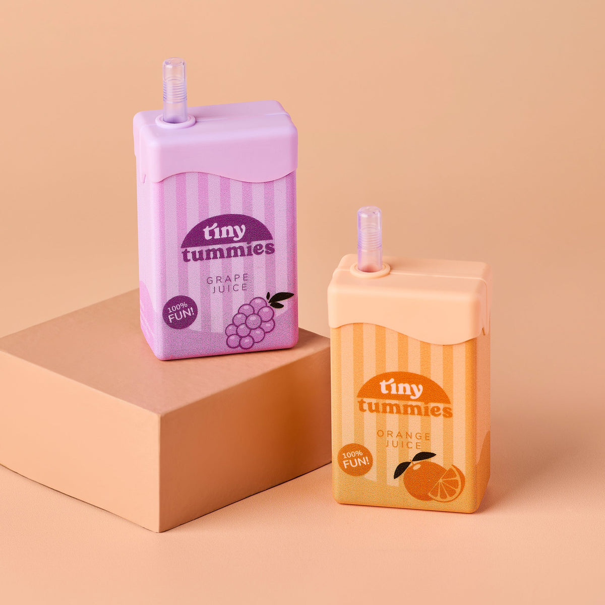 Duo de jus magiques Tiny Harlow, briques raisin et orange pour poupée