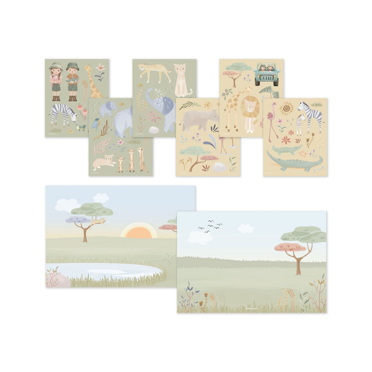 Set d'autocollants Safari Friends, couverture de la pochette